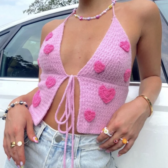 Crochet Halter Crop Tops